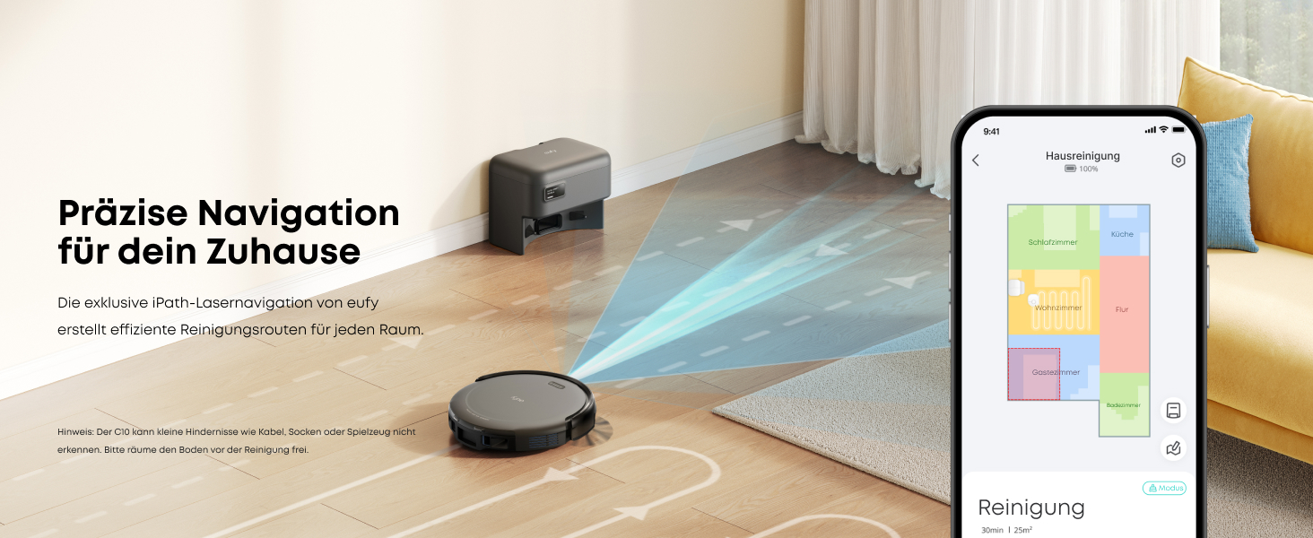 Робот-пилосос eufy C10 з автоматичною станцією самоочищення, ультратонкий 7,3 см, очищення килимів, бічна щітка для кутів, точкова лазерна та інфрачервона навігація