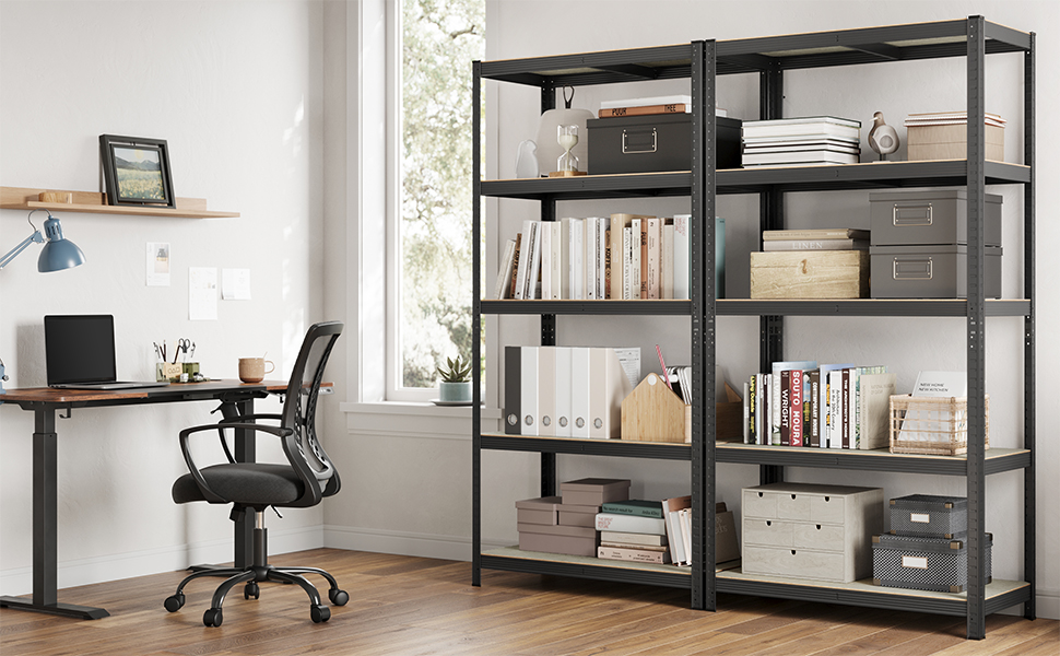 SONGMICS Industrial 5-Tier Shelf Unit - Greige & Black (50x100x200 cm)