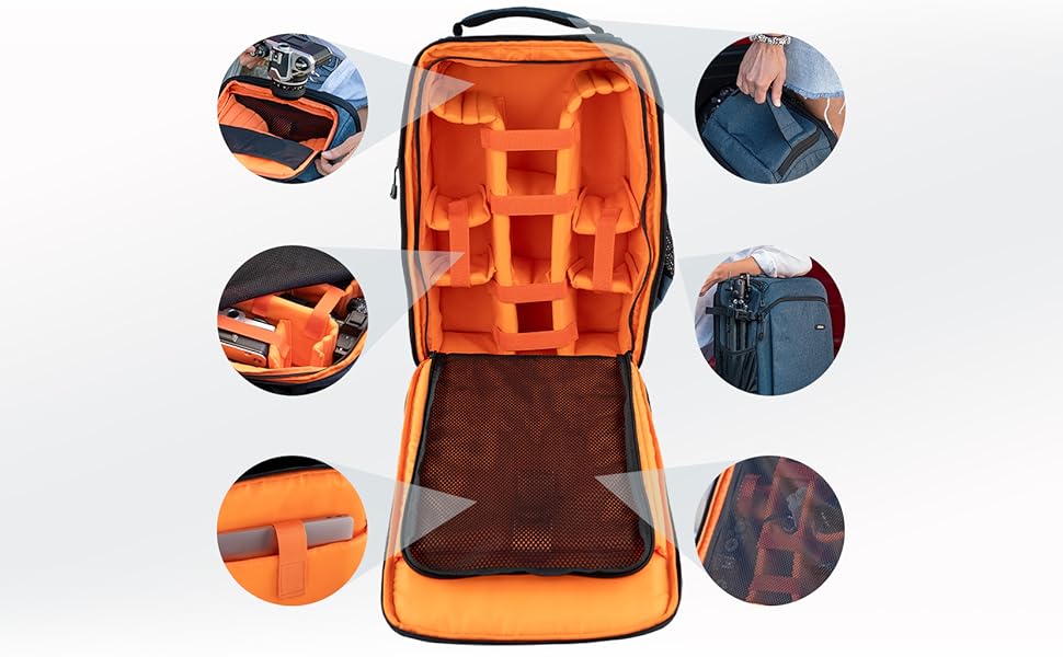 Рюкзак для фототехніки DÖRR Prag Go 16L, водонепроникний, для DSLR/SLR, з відділенням для ноутбука 16 дюймів, для дронів, знімні перегородки, тримач для штатива (блакитний)