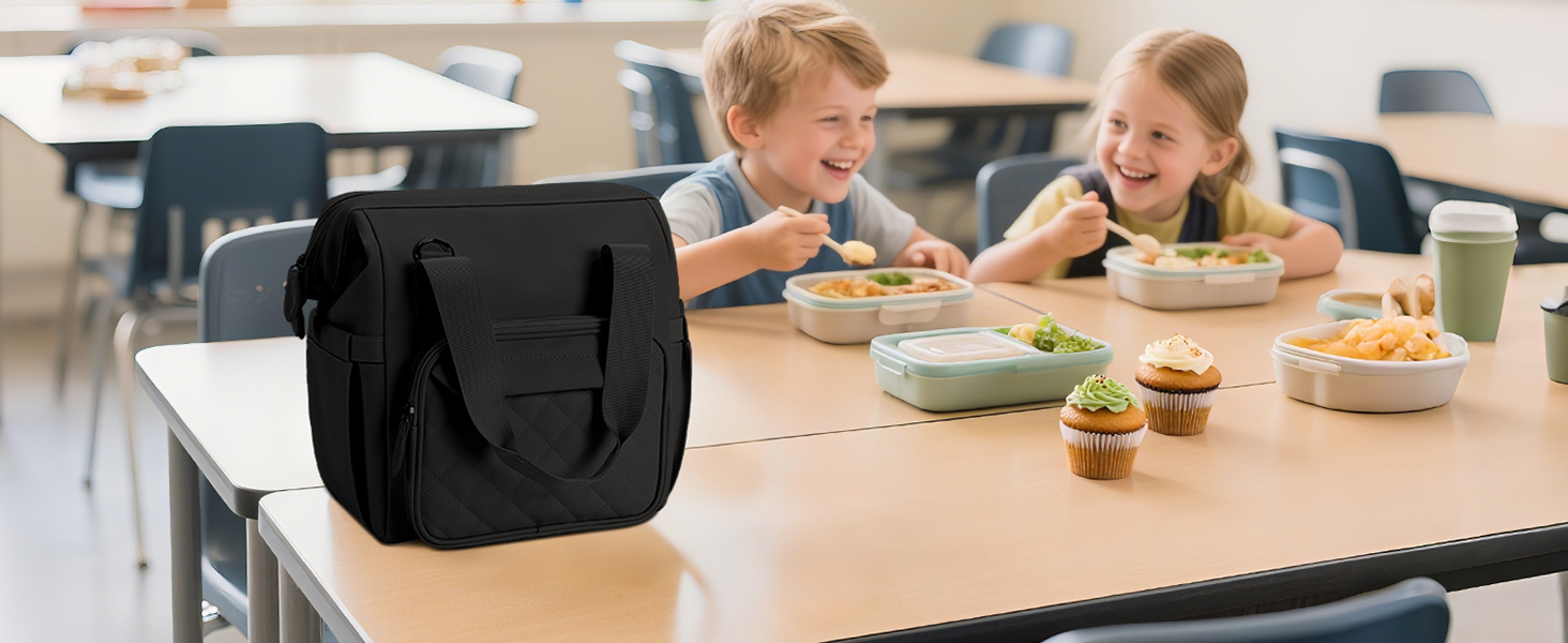 Чохол-холодильник 20 л, чорний: ізольована сумка-ланчбокс з PEVA-підкладкою, водонепроникна, з кількома відділеннями та плечовим ременем – для роботи, школи, авто, пікніка