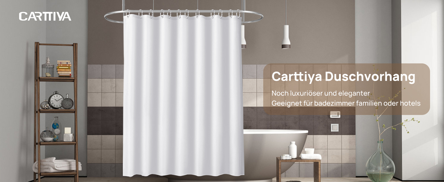 Штора для душу 180x180 см льон, біла - водонепроникна, з обтяженим краєм, з кільцями (12 шт.) для ванної кімнати