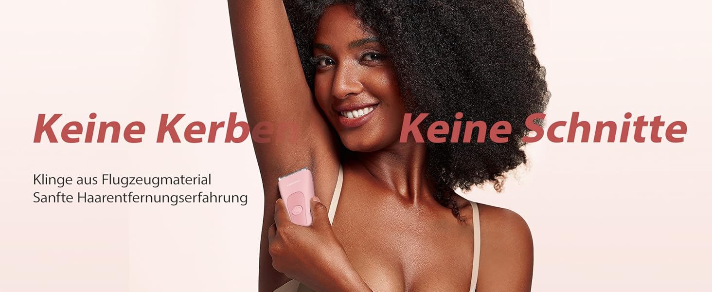 Електричний жіночий депілятор для інтимної зони з 3 захисними насадками та змінними керамічними лезами, тример для жінок (рожевий)