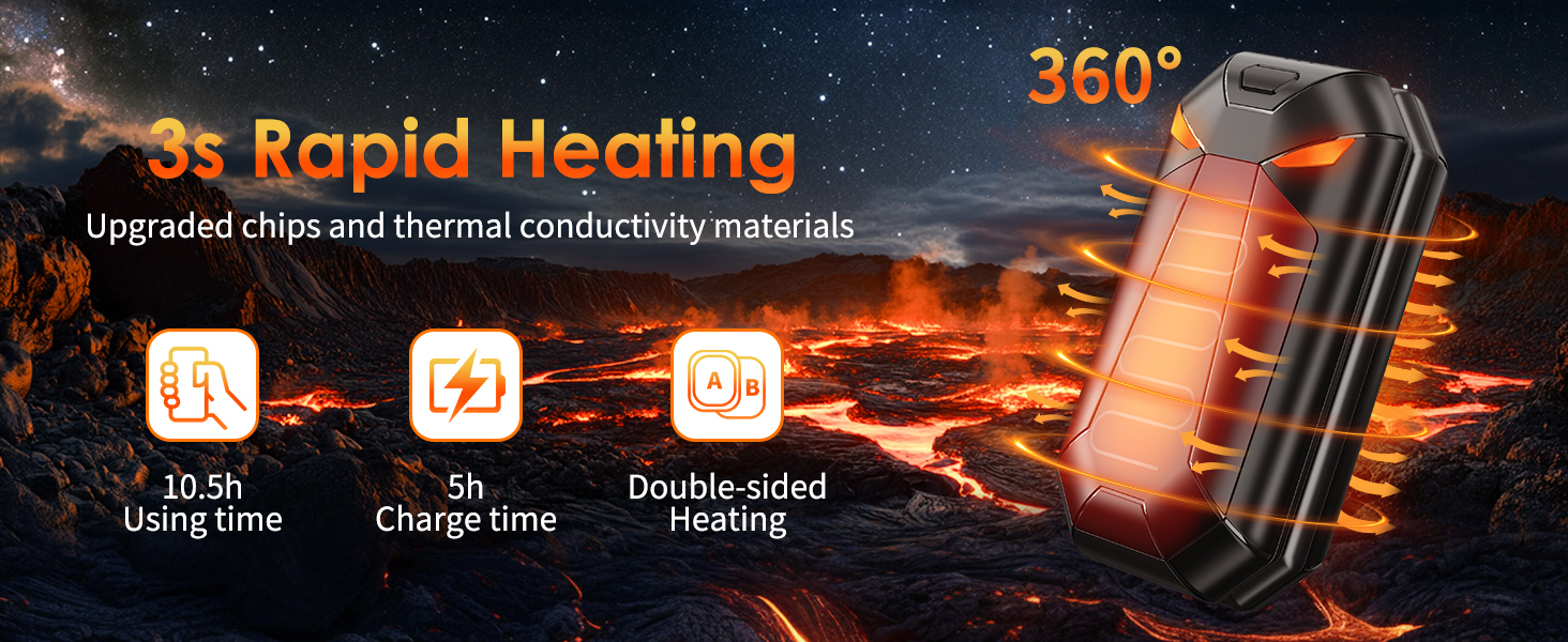 Електричні грілки для рук 2 шт. - подарунок для чоловіків на Різдво. Зігрівачі для активного відпочинку, походів, гольфу. Магнітні, акумуляторні, чорного кольору.