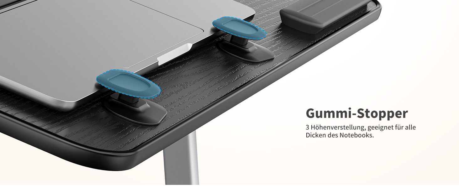 Столик для ноутбука SAIJI, регульована висота, 5 рівнів, для роботи, навчання, читання, їжі, підходить для ноутбуків до 17 дюймів (52*30 см, чорний)