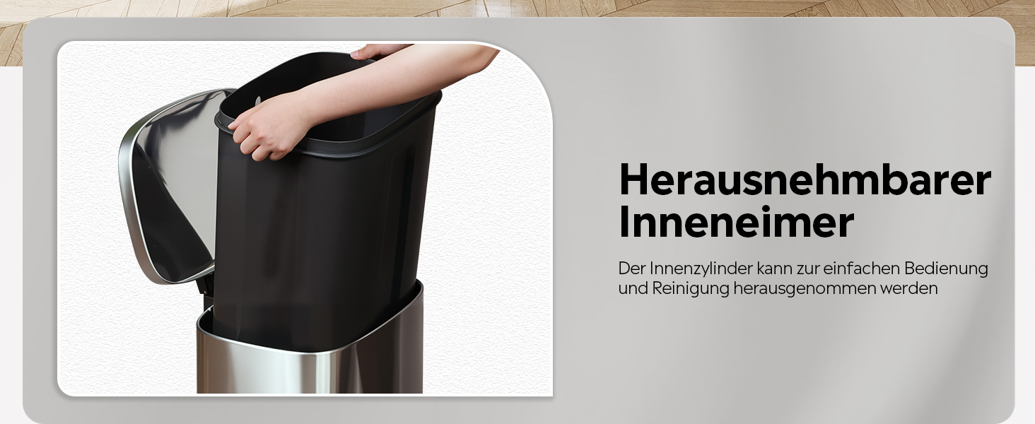 Відро для сміття WLIVE 50L з нержавіючої сталі з педальним механізмом та м'яким закриттям, для кухні, спальні, офісу, срібний