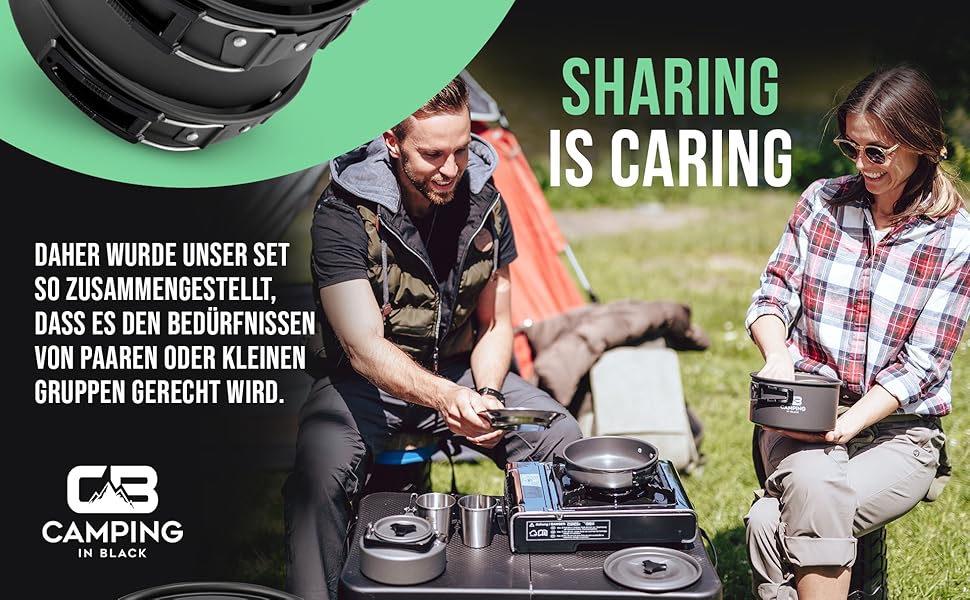 Набір посуду для кемпінгу - кухонний набір для 2 осіб з алюмінію та нержавіючої сталі