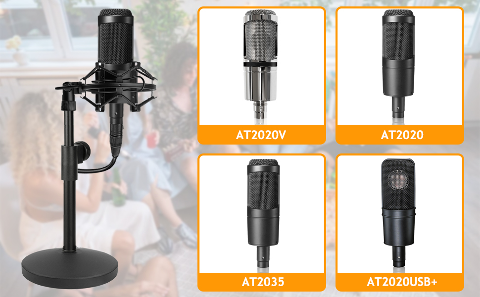 Підставка для мікрофона AT2020 з поп-фільтром та вітрозахистом для Audio Technica AT2020V AT2020USB+ AT2035 ATR2500X (Металева підставка для мікрофона AT2020)