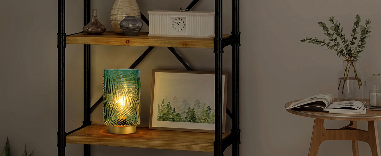 Настільна лампа MJ PREMIER акумуляторна LED з сенсорним вимикачем, регульована яскравість, скло, USB зарядка, аварійна лампа, зелена