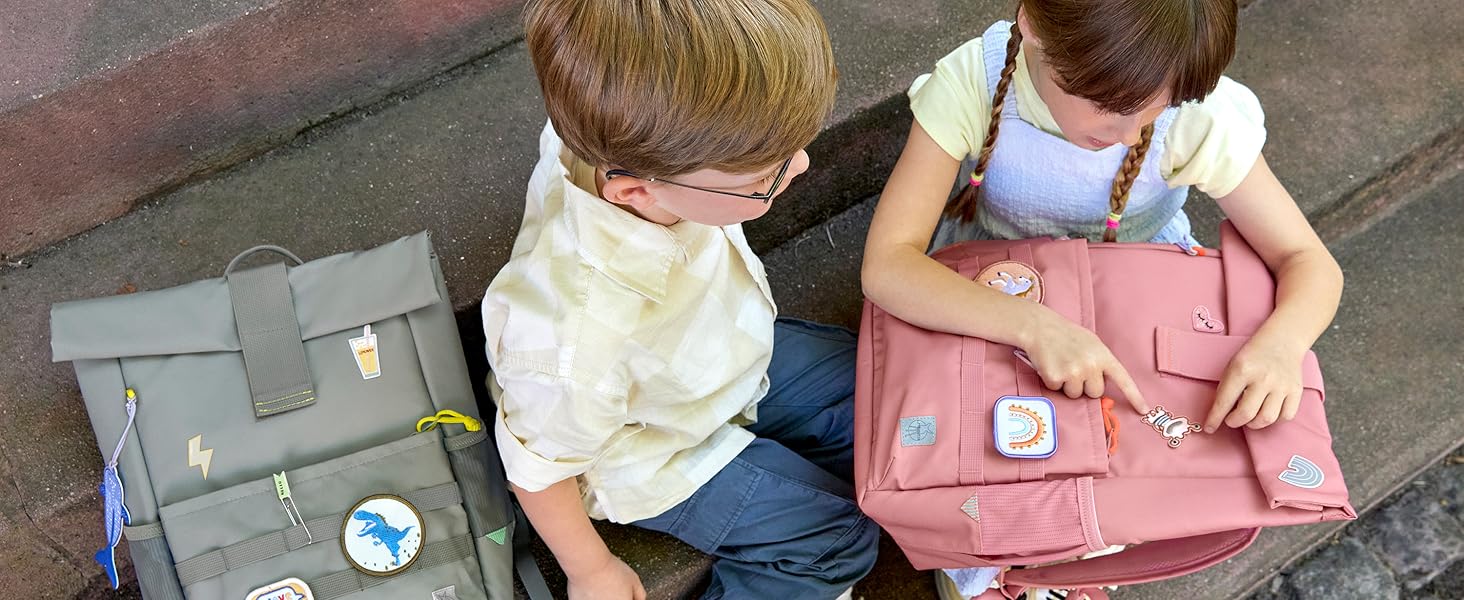 Дитячий рюкзак LÄSSIG з нагрудним ременем, 12 літрів, водонепроникний, Rolltop, зелений/блакитний