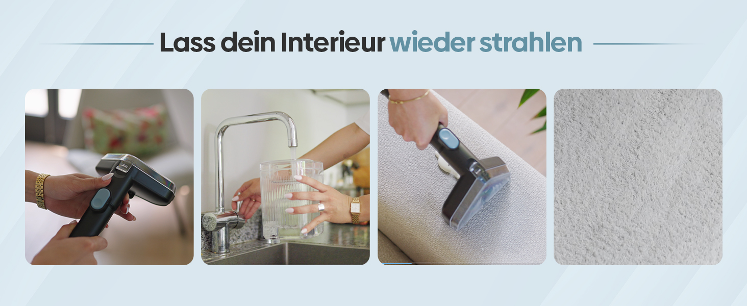 Olvy Teppichreiniger 2.0 - Потужний очищувач килимів з 17000 Па, шлангом 1.6м, кабелем 4м, функцією самоочищення та 500мл миючого засобу - для килимів, диванів, матраців та авто