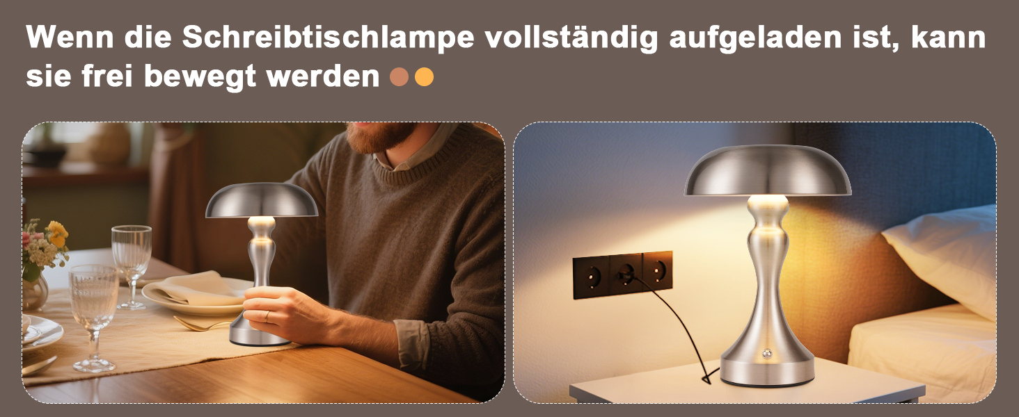 Бездротова настільна лампа Nicke - LED торшер з торканням, регульоване освітлення, USB зарядка, вінтажний дизайн, для спальні та вітальні