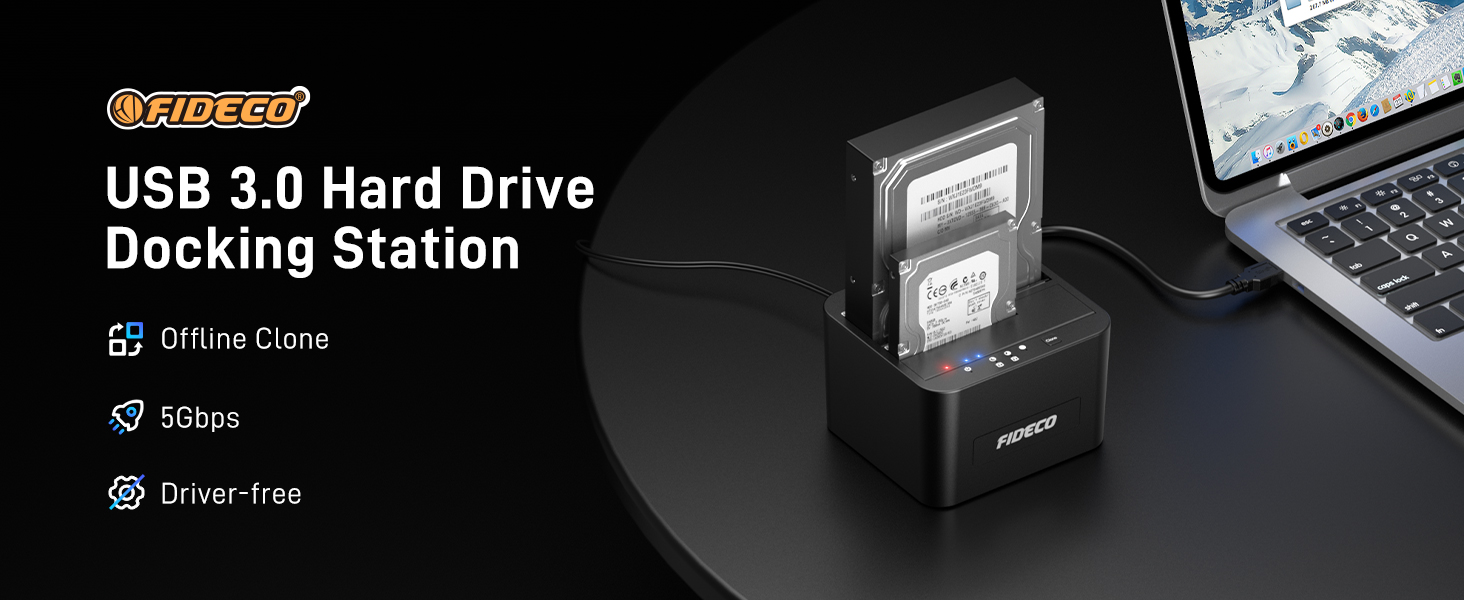 Док-станція для HDD/SSD FIDECO, USB 3.0, 2.5/3.5