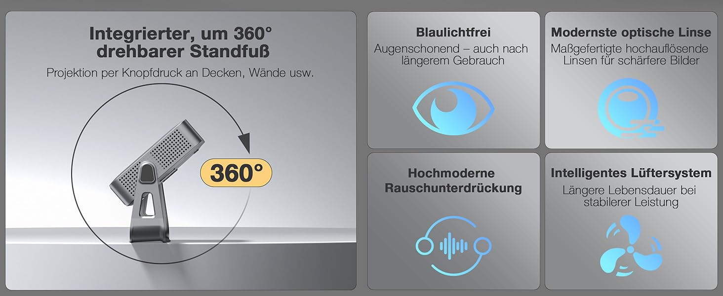 Mini проєктор 4K VOPLLS з автофокусом та корекцією трапеції, Full HD WiFi6 Bluetooth, для дому та на вулиці. Підтримка Android, iOS. Чорний колір.