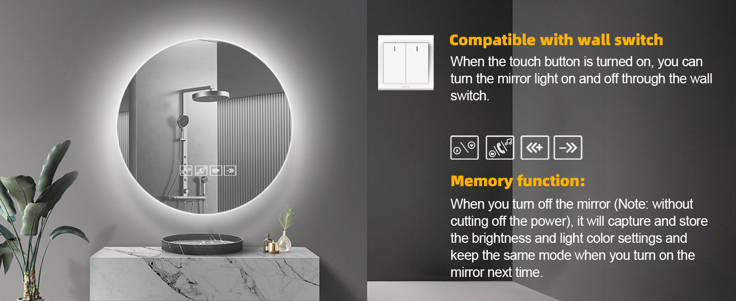 Дзеркало для ванної кімнати Viugreum з підсвічуванням 50x75 см, овальне LED дзеркало, регульована яскравість, 3 кольори світла, проти запотівання, годинник, сенсорне управління, LED дзеркало для ванної кімнати, вітальні