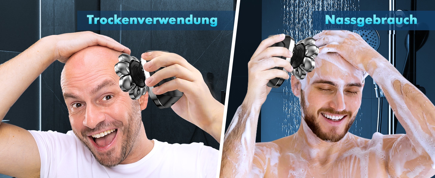 Електричний чоловічий бритва Glatzen 6-в-1 для гоління 0.0 мм, вологостійкий, бездротовий, перезаряджається