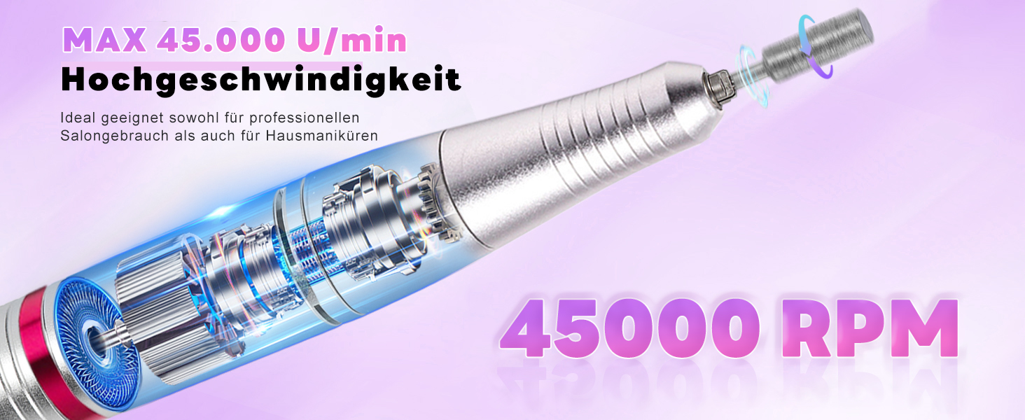 Електричний фрезер для нігтів CozyZen Professional: набір для манікюру та педикюру з LCD-дисплеєм, 45000 об/хв, для акрилу та гелю