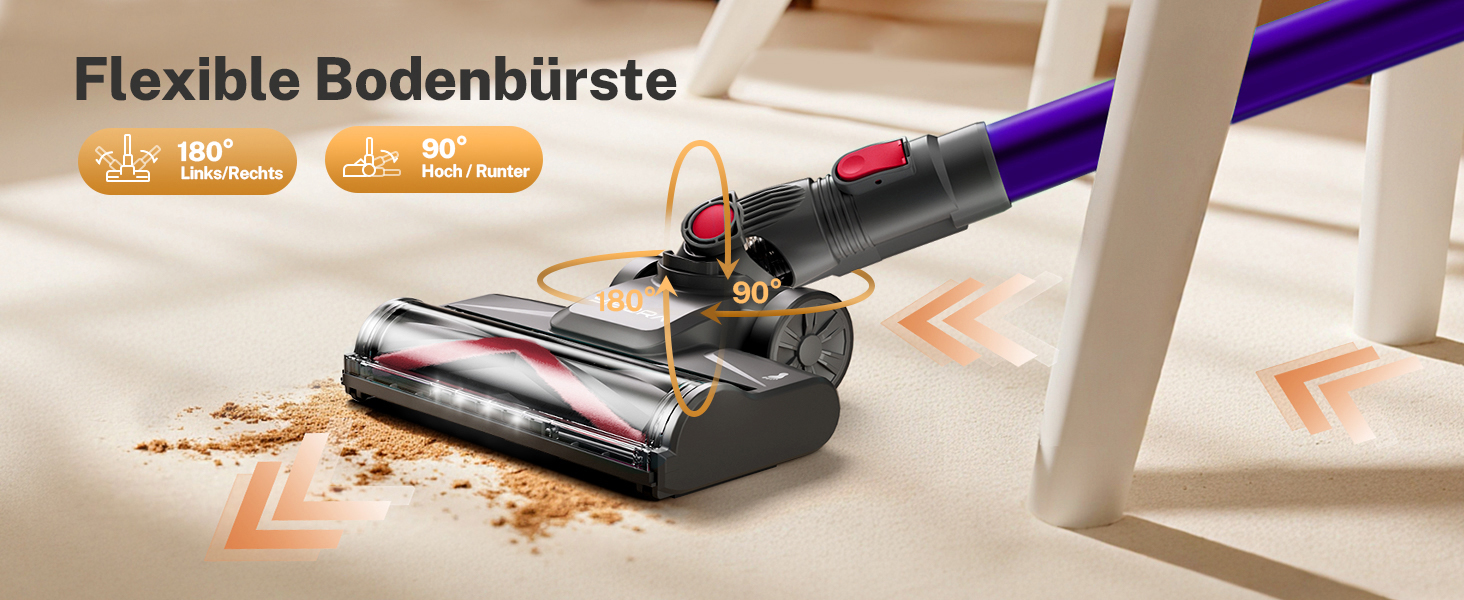 Бездротовий акумуляторний пилосос з потужністю 25000Pa, 175W, час роботи 50 хвилин. Бездротовий ручний пилосос з антизаплутаною насадкою та вертикальним паркуванням, легкий. Підходить для килимів, твердих підлог, видалення шерсті тварин. Колір: фіолетовий