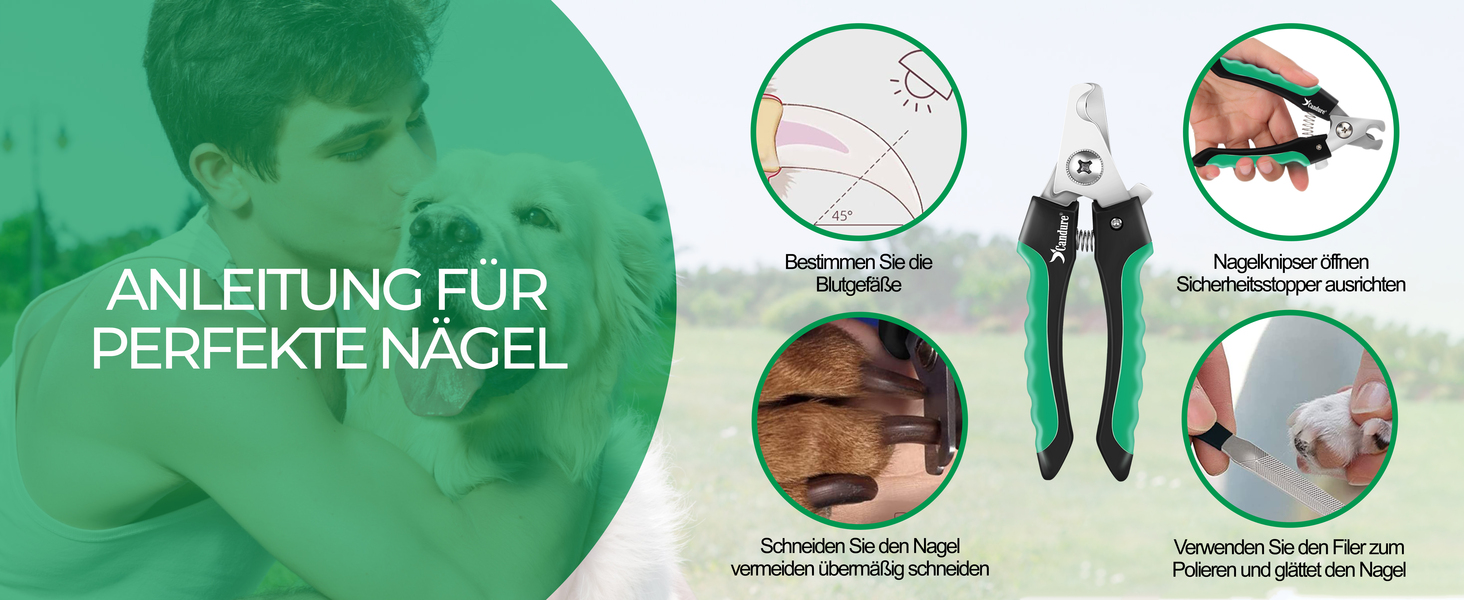 Професійні когтерізки для собак та котів Candure з пилочкою, нержавіюча сталь, 15 см, безпечний захист