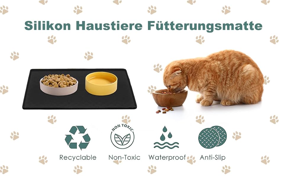 Підставка для миски для собак та котів Umtiti 60x40 см, кремового кольору, водонепроникна, з силікону, не слизька, для годування, L-1 шт.