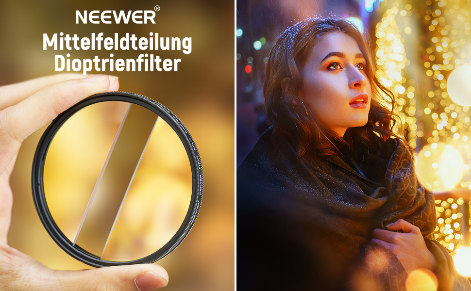 NEEWER 77mm фільтр діоптрій з розділеним полем, камера, лінійний призма K9, оптичне скло, аксесуар для об'єктива, ефект розмиття фону, кольоровий ефект