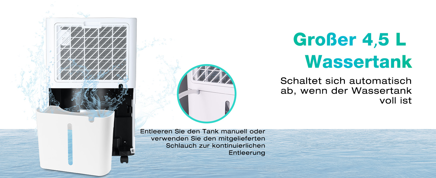Електричний осушувач повітря HAUSHOF 20л/день, 41дБ, з іонізацією, для приміщень до 30м², 4.5л бак, LED дисплей, 3 режими, портативний