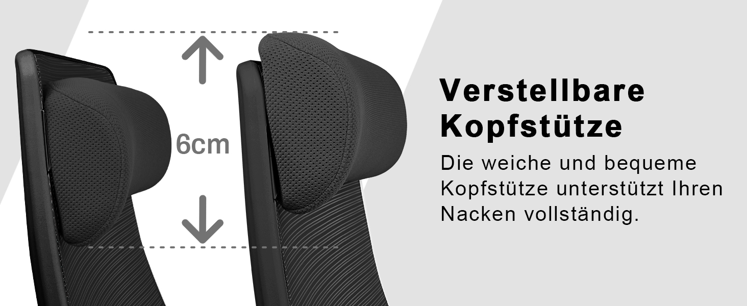 Ергономічне крісло для офісу з регульованою підголівником, крісло для робочого столу з широким сидінням, підтримкою попереку, офісне крісло 200 кг, сітчасте крісло, крісло для дому та офісу, комп'ютерне крісло EN 1335 (Чорний)