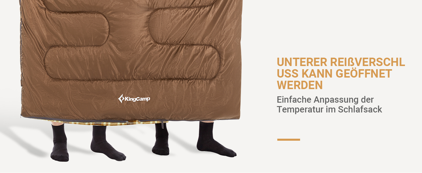 KingCamp 2-Person Winter Sleeping Bag - Warm, Portable, 3-4 Season Camping Sleeping Bag with Flannel Pillows - for Kids & Adults