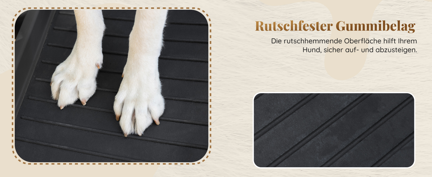 Східці для собак у машину – складані, 174 см, 38 см, з гумовим покриттям – для великих собак, підходить для авто та SUV – вантажопідйомність 85 кг – темно-сірий колір