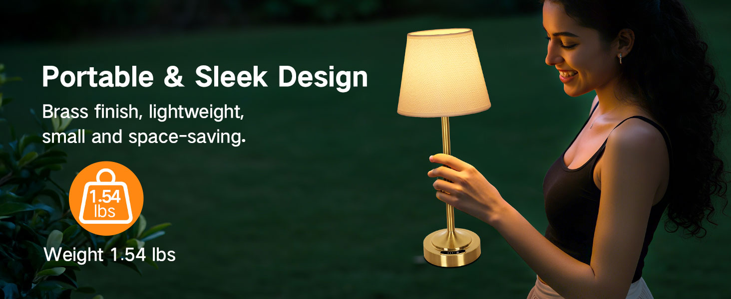 OUTON Настільна лампа 2 шт. Бездротова, диммер, 3 кольори світла, 4000mAh, USB-C, 60 годин роботи, акумуляторна, золота для спальні, вітальні, їдальні