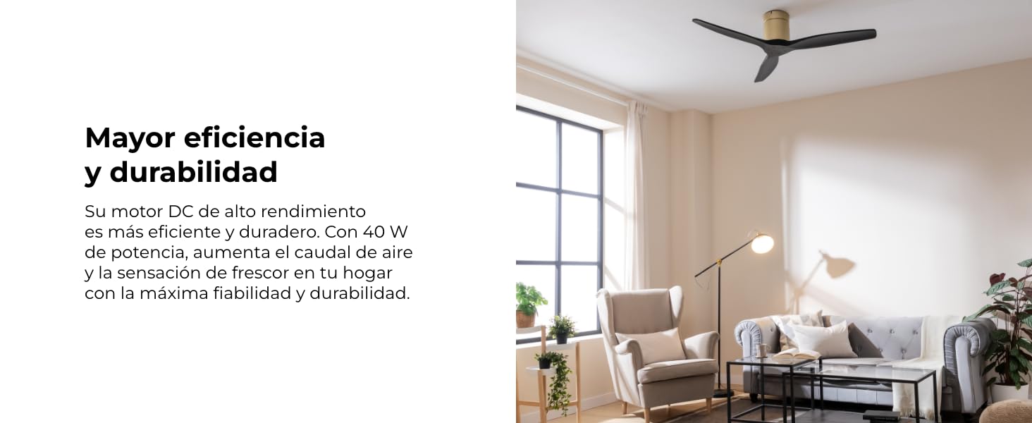 Вентилятор стельовий Cecotec EnergySilence Aero 5500 Aqua IronDarkWood Connected, двигун DC 40W, Wi-Fi, для дому та вулиці, 3 лопаті, 6 режимів, металік та темно-коричневий сталь | темне дерево