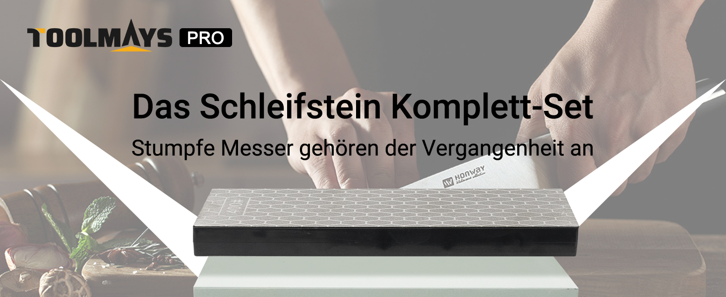 Набір для заточування ножів Schleifstein: зернистість 400/1000, підставка з бамбука, кутовий упор, двосторонній камінь, заточувальний камінь (діамантова зернистість 400/1200 з 1000#)