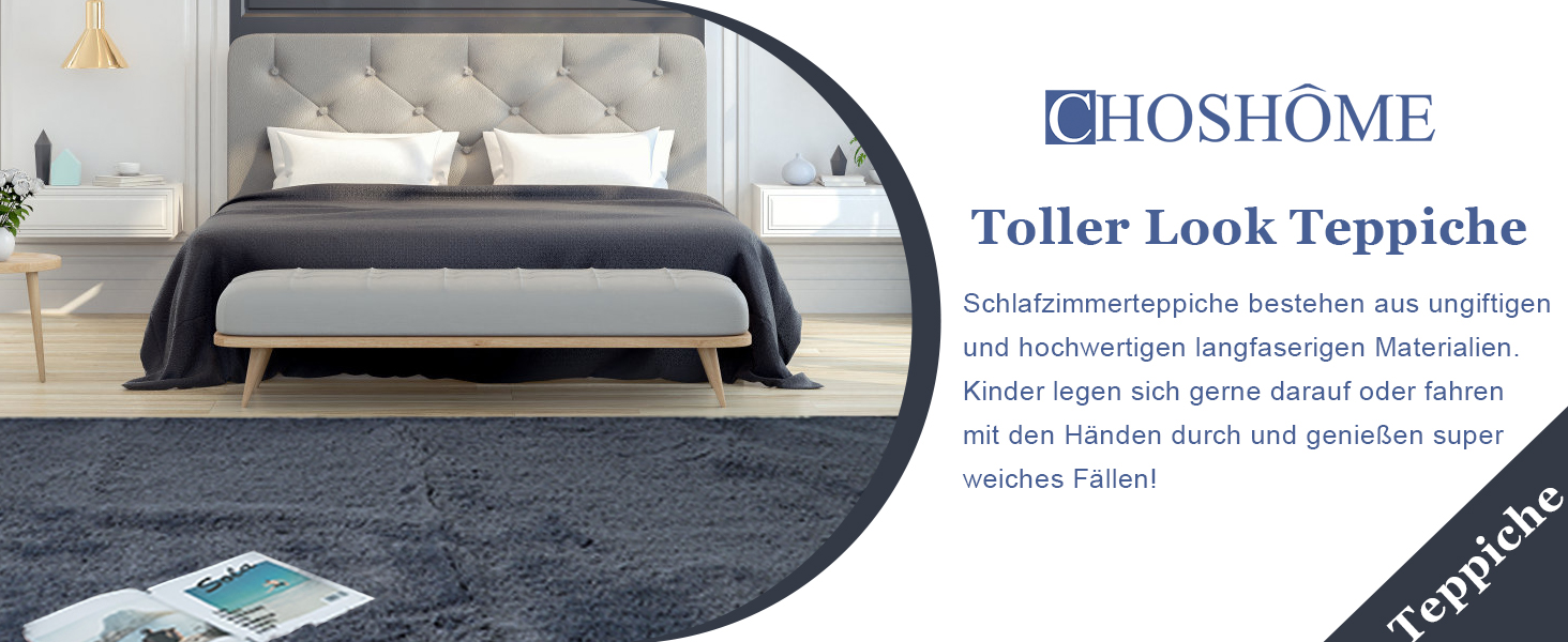 Килимок CHOSHOME для спальні, вітальні: м'який, сучасний, з високим ворсом, антиковзаюча підкладка, для дитячої кімнати, шэггі, сірий, 90x150 см