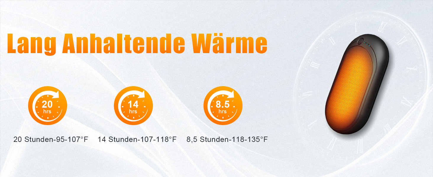 Електричний нагрівач для рук, перезарядна пара з 6000mAh, кишеньковий нагрівач з USB-кабелем, 3 режими нагріву, 20 годин тепла, акумуляторний кишеньковий нагрівач для активного відпочинку взимку, чорний