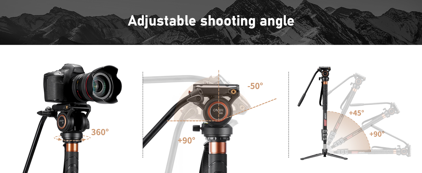 Однонога штатив Cayer FP34 з плавним голковим підшипником, 180 см, для DSLR камер Canon, Nikon, Sony, Olympus, Panasonic