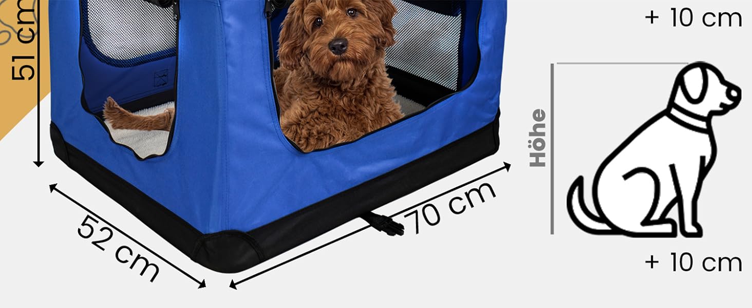 Транспортна переноска для собак та котів Petigi, велика, блакитна (70x52x51 см)