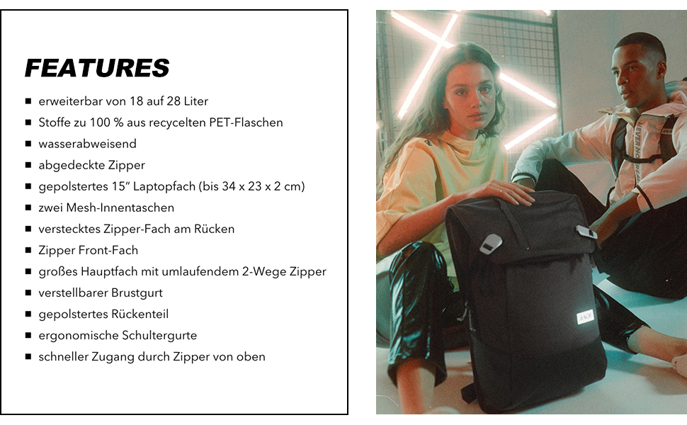 AEVOR Daypack – водонепроникний рюкзак 18 л з відділенням для ноутбука 15'', дихаюча спинка, багато кишень, колір рожевий