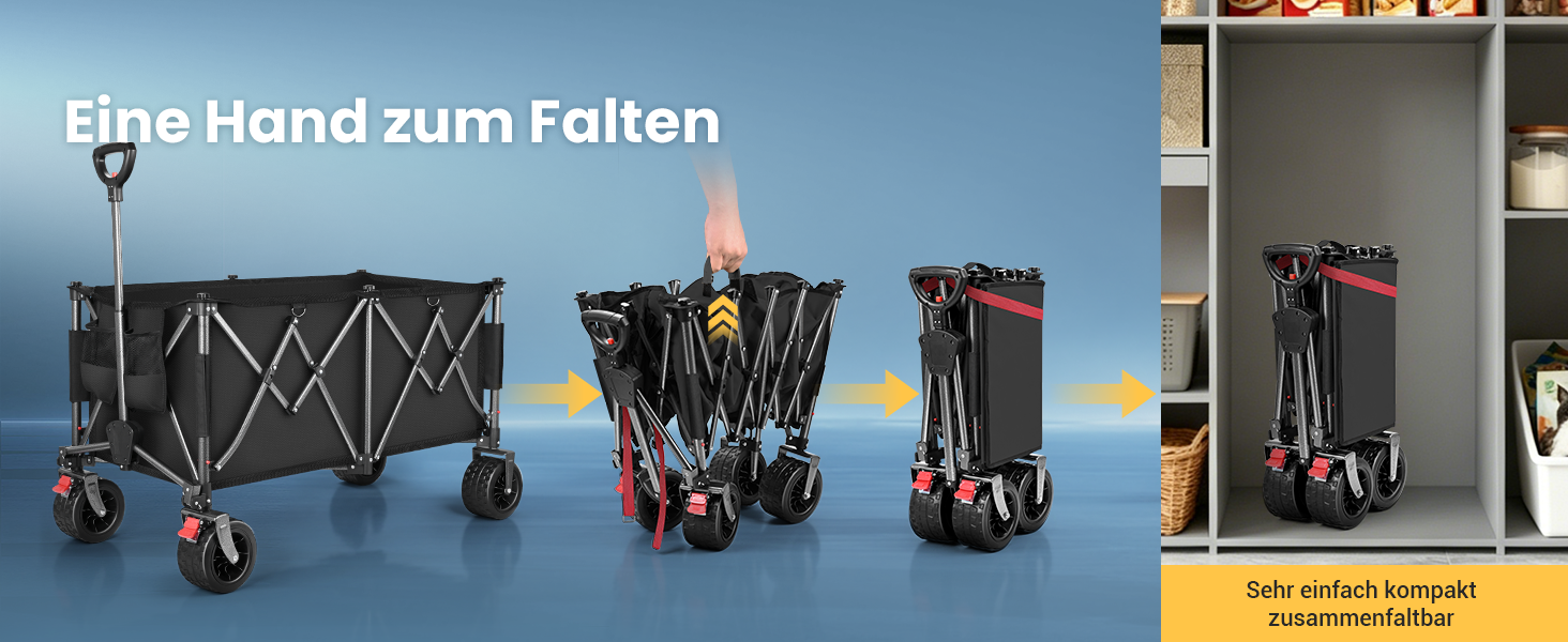 Візок-садовий YEAUPE PRO 260L, вантажопідйомність 250 кг, гальма, колеса All Terrain 17x10 см, чорний
