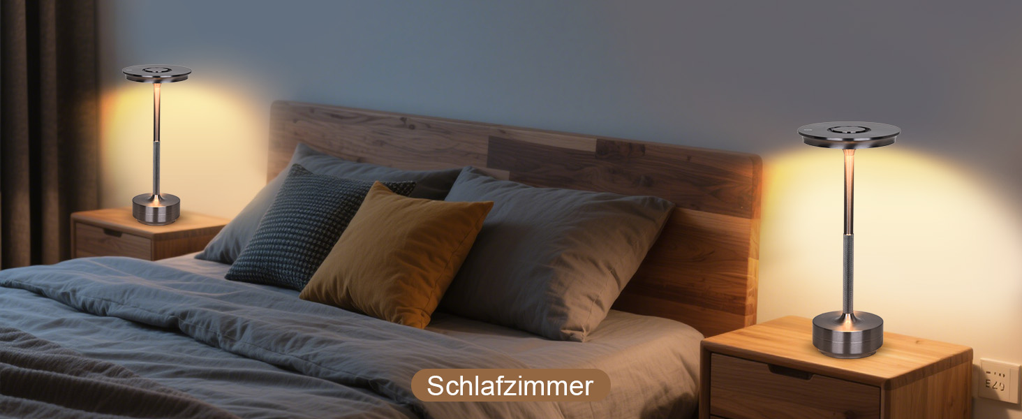 LED настільна лампа Rosnek з бездротовим живленням, 3 режими температури, регулювання яскравості, USB-C, для дому та вулиці (2 шт.)