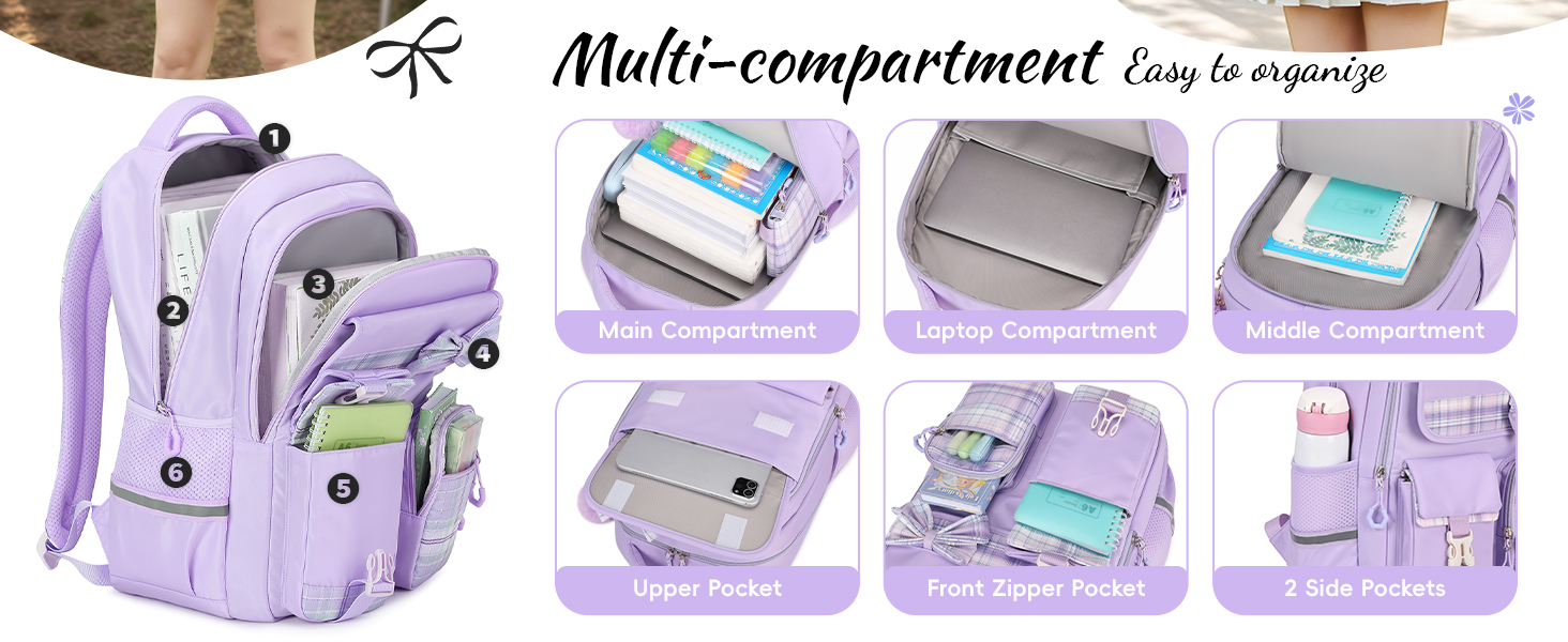 Шкільний рюкзак Tanou для дівчаток, водонепроникний, з візком, 9-16 років, чорний