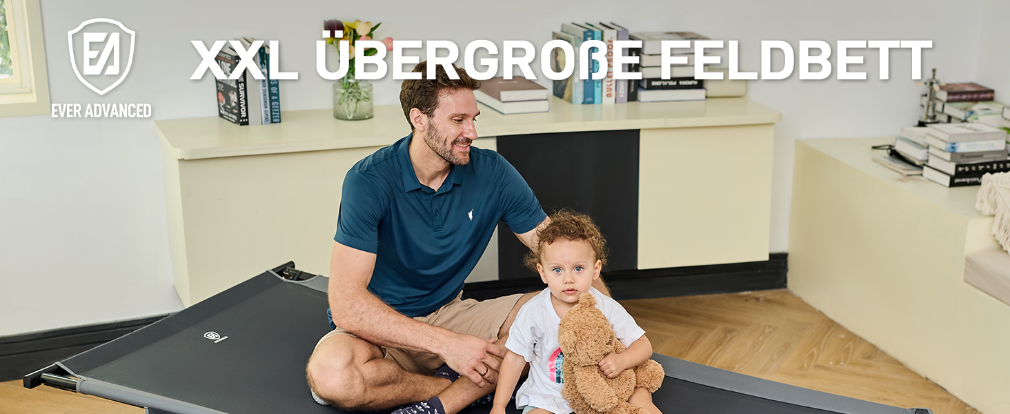 Розкладне ліжко EVER ADVANCED для кемпінгу та відпочинку: 214x106 см, 300 кг, чорне