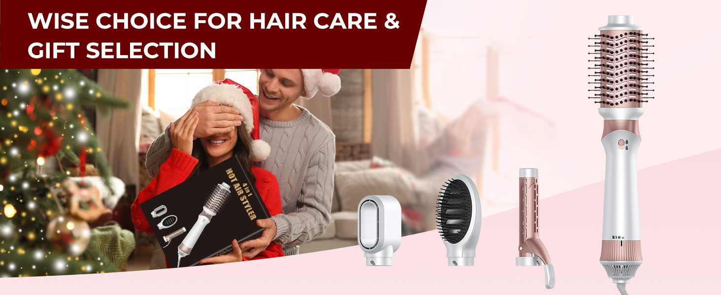 Airstyler 6 в 1: Фен-щітка, плойка, іонний фен, набір для укладання волосся 1000W, білий. Ідеальний подарунок для жінок