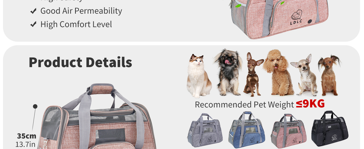 Транспортна переноска для собак та котів PETCUTE, сіра, з м'яким матрацом