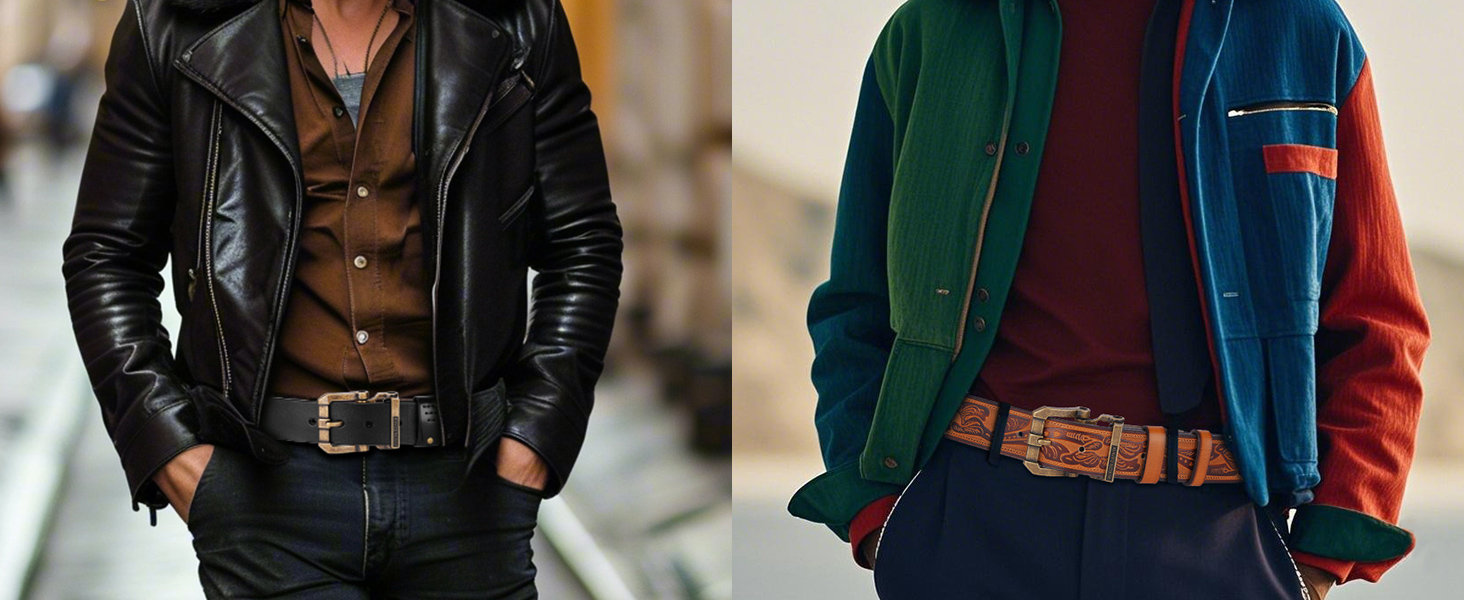 Чоловічий шкіряний ремінь BISON DENIM з класичною пряжкою, міцний, для джинсів, довжина 115 см, підходить для талії 36'-39'