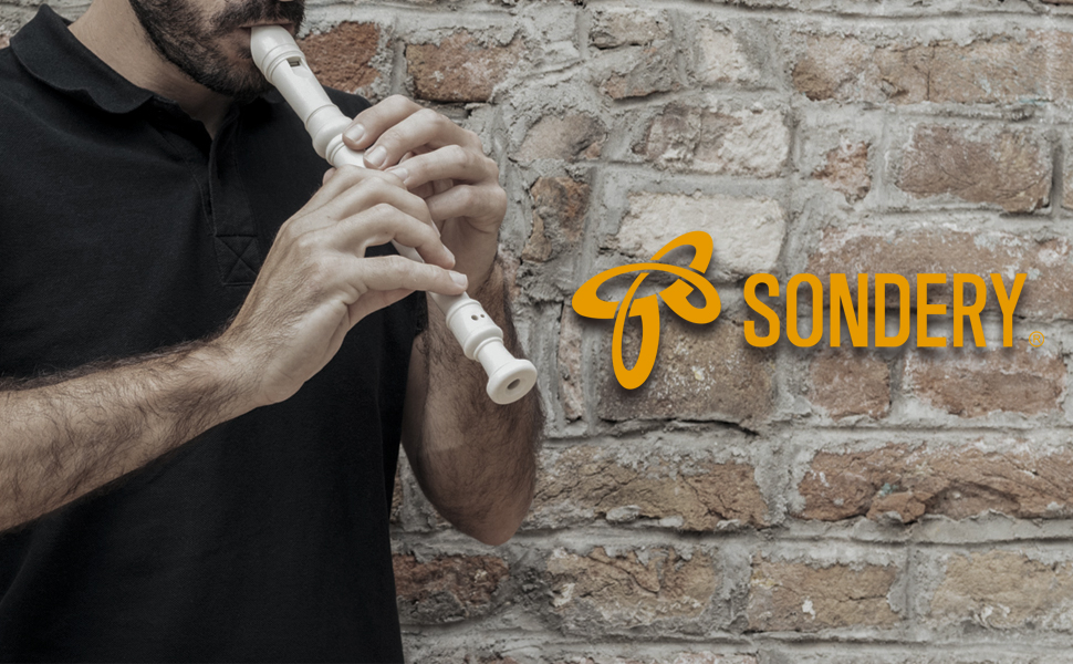 Блокфлейта сопрано Sondery, німецька аплікатура, для початківців, з таблицею грипу та чохлом (барокко)