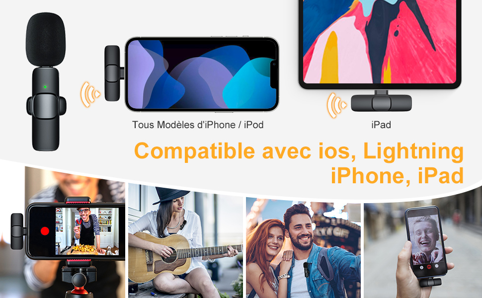 Бездротовий петличний мікрофон Lavalier з Lightning-роз'ємом для iPhone/iPad/Android. Безшумовий, 120м, CP1(A)