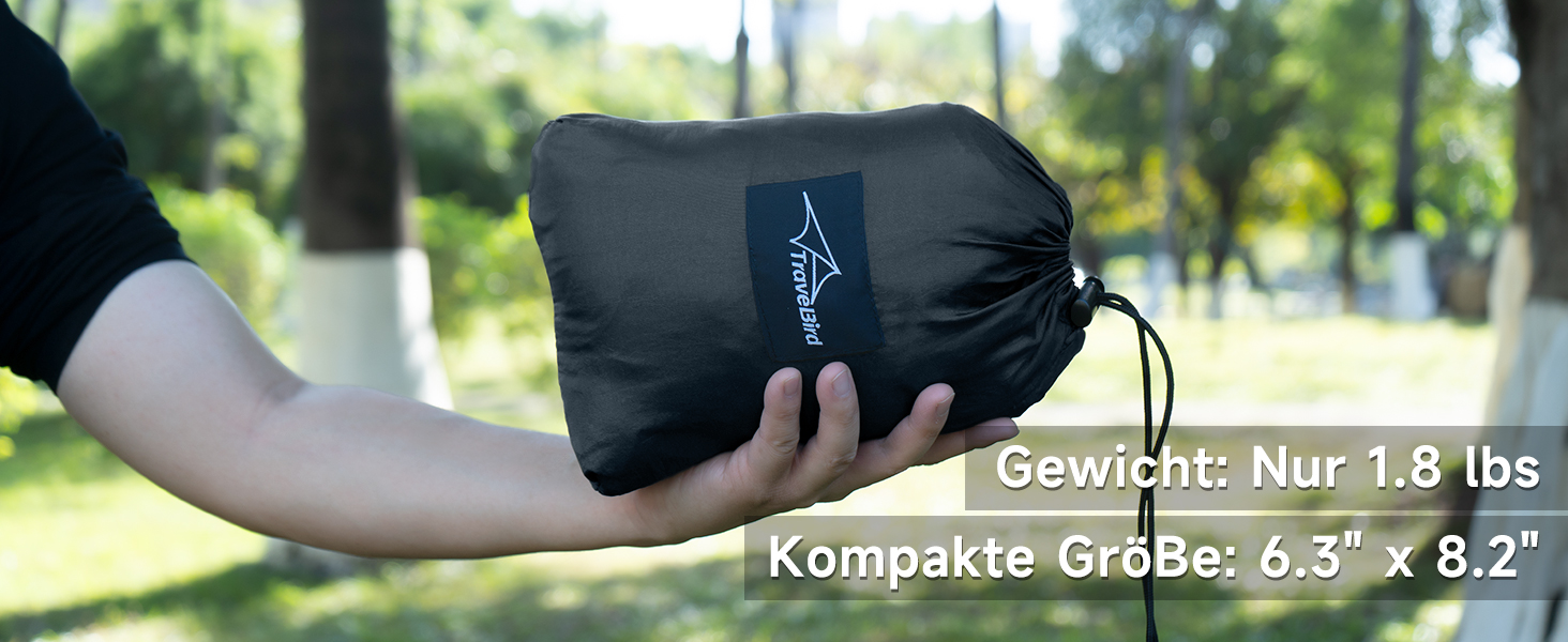 Гамак для кемпінгу з москітною сіткою та відтяжкою, великий на 2 особи, 290 x 140 см, легкий, для відпочинку на природі, походів, подорожей та рюкзаків, армійний зелений (чорний)