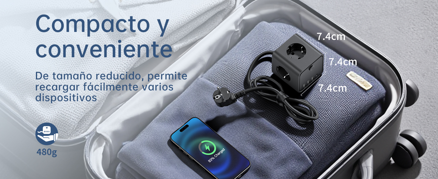 Мережевий фільтр подовжувач 7 в 1 з USB-портами, 3 розетки, з вимикачем, кабель 2 м, чорний — для дому та офісу