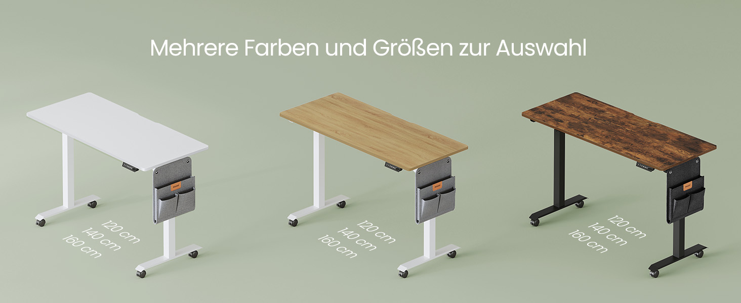 VASAGLE Electric Height Adjustable Desk - Vintage Brown, 60 x 120 x (72-120) cm, Memory Function, Wood & Steel Frame