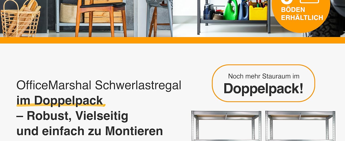 OfficeMarshal Heavy-Duty Shelving Unit - Black (150 x 75 x 30 cm)