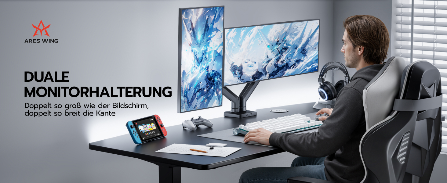 Кронштейн для монітора ARES WING для плоских та вигнутих екранів 17-40
